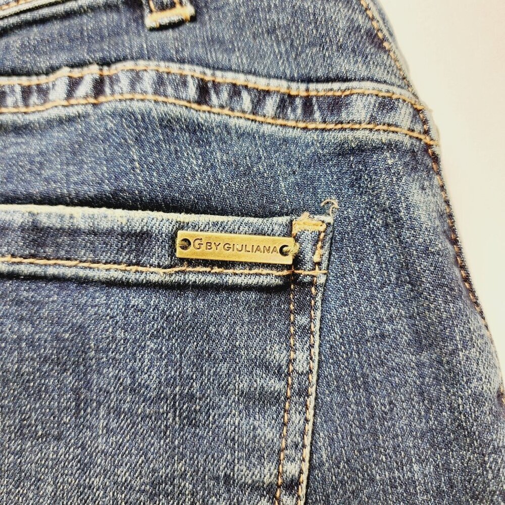 Guy Giuliana Embroidered cropped Ankle Leg Jeans Size 4 Dark Blue - Picture 14 of 15